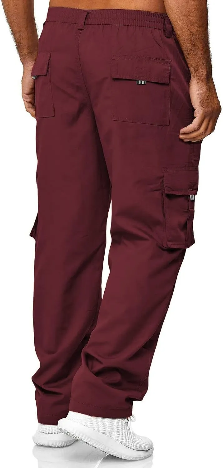 AIFARLD Men's Cargo Pants with Pockets Cotton Hiking Sweatpants Casual Athletic Jogger Sports Outdoor Trousers Relaxed Fit