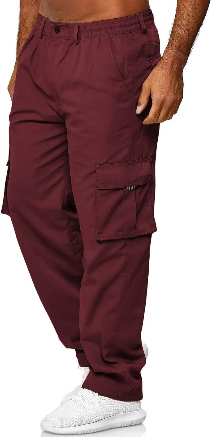 AIFARLD Men's Cargo Pants with Pockets Cotton Hiking Sweatpants Casual Athletic Jogger Sports Outdoor Trousers Relaxed Fit