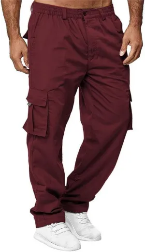 AIFARLD Men's Cargo Pants with Pockets Cotton Hiking Sweatpants Casual Athletic Jogger Sports Outdoor Trousers Relaxed Fit