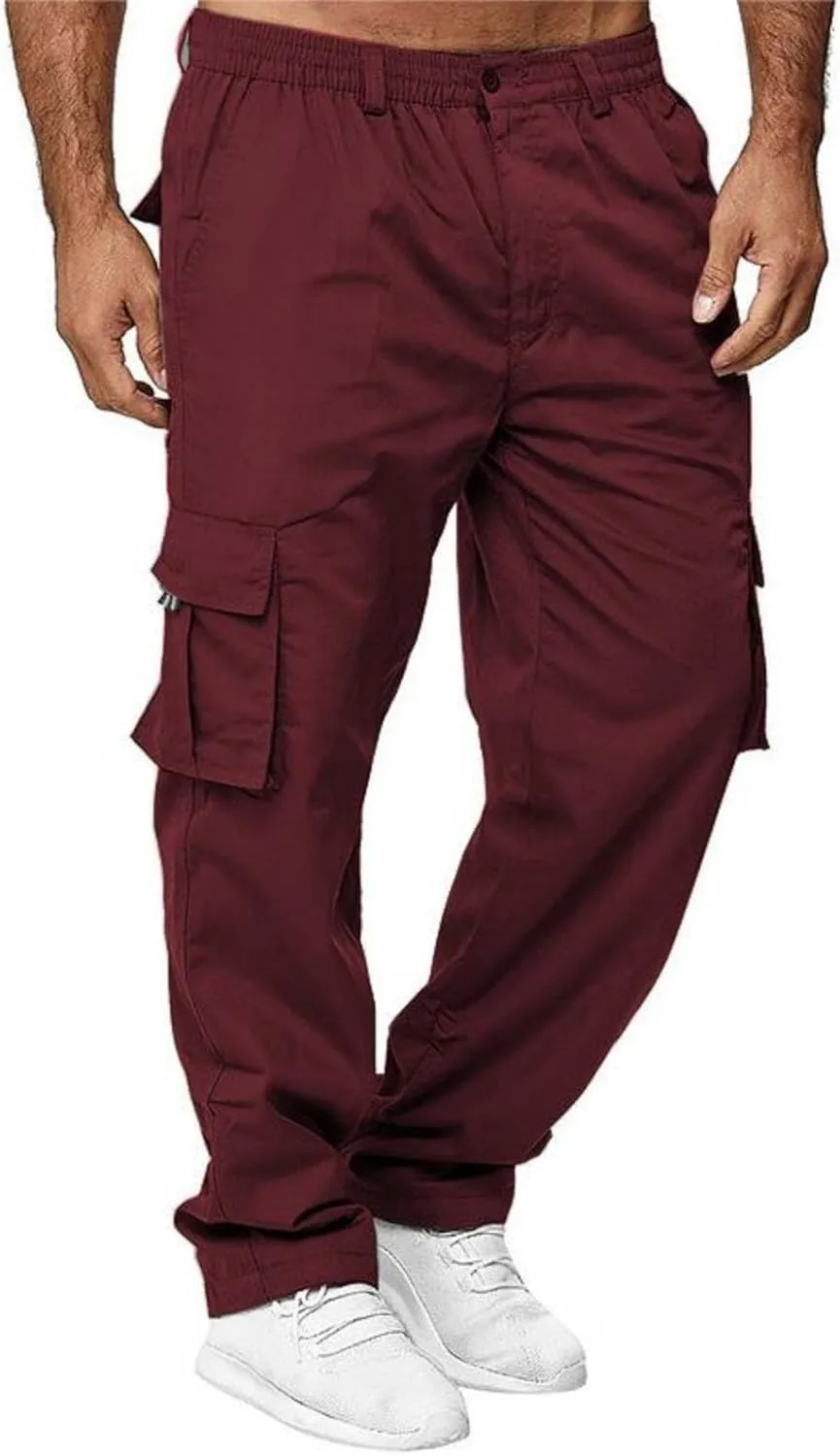 AIFARLD Men's Cargo Pants with Pockets Cotton Hiking Sweatpants Casual Athletic Jogger Sports Outdoor Trousers Relaxed Fit