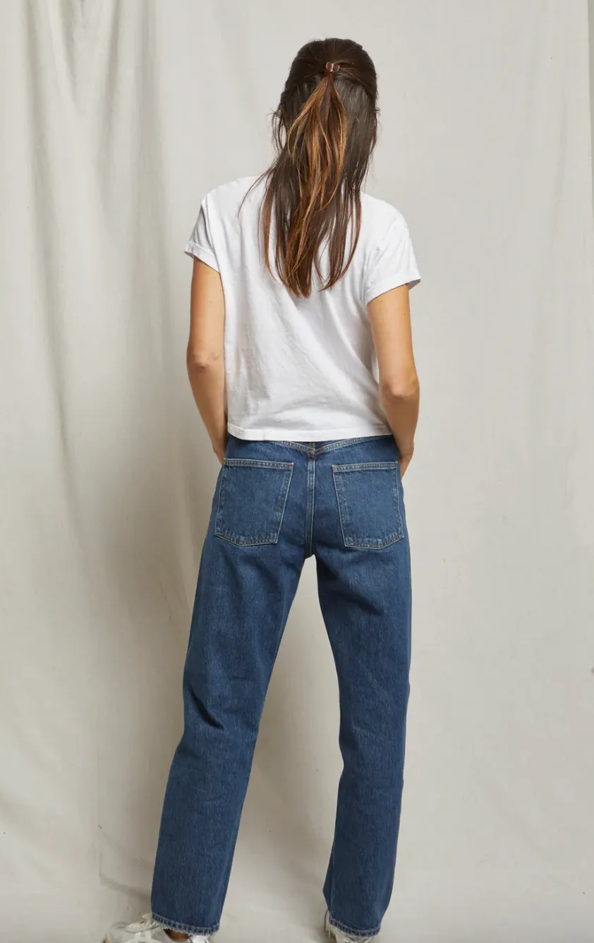 Alanis - Recycled Cotton V Neck in White