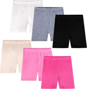 Auranso Girls Dance Shorts Solid Color Breathable Bike Shorts(Pack of 6)