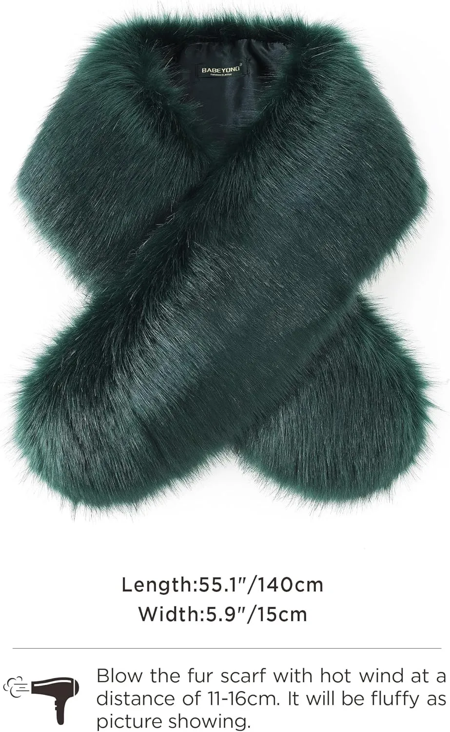 BABEYOND Women's Faux Fur Shawl Party Faux Fur Collar Fur Wraps for Winter Bridal Wedding Cover Up