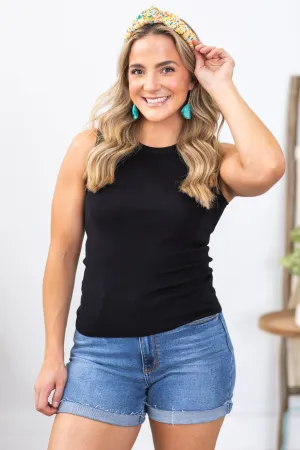 Black Basic Sweater Tank Top