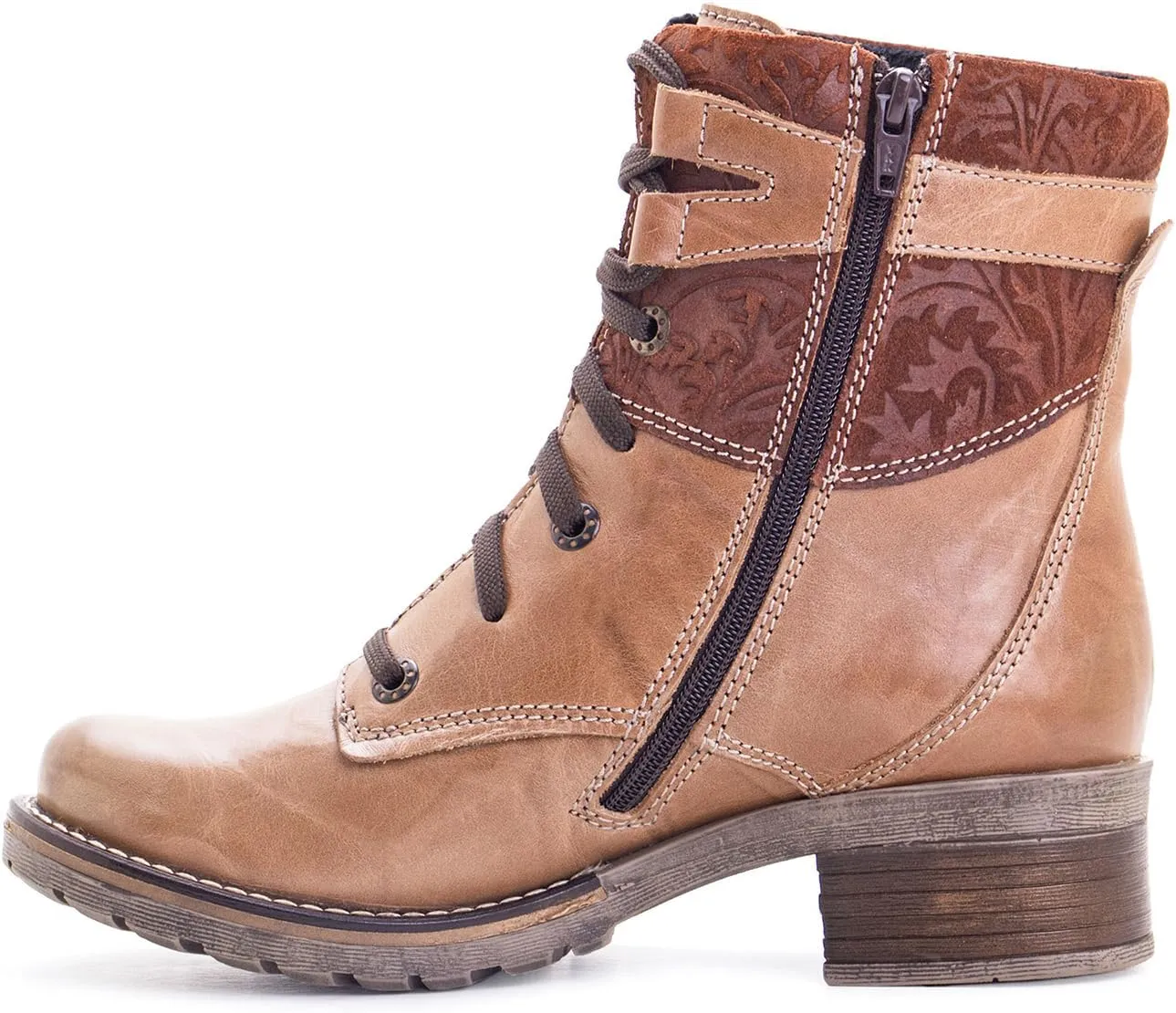 Dromedaris Women's Kara Combat Lace-up Comfort Boot with Inside Zip