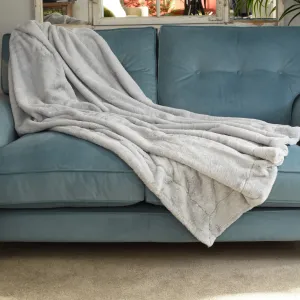 Faux Fur Throw - Short Pile - Silver Grey