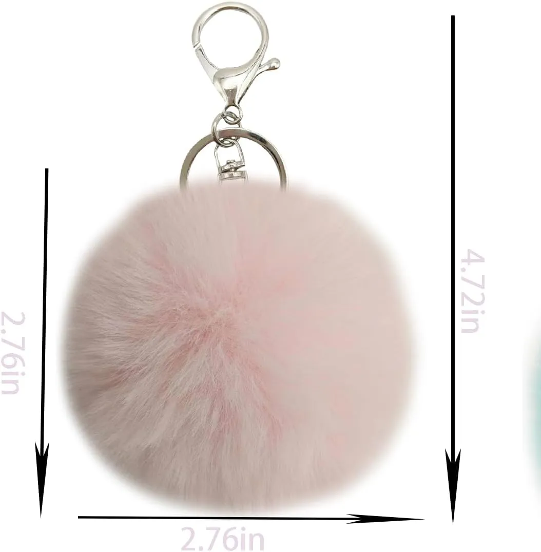 Fluffy Faux Rabbit Fur Pompoms Keyring Car Key Soft Plush Pompoms Keychain for Women Pendant Accessories