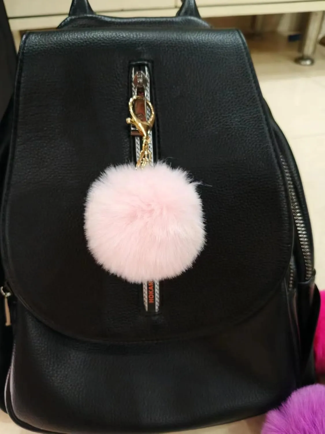 Fluffy Faux Rabbit Fur Pompoms Keyring Car Key Soft Plush Pompoms Keychain for Women Pendant Accessories