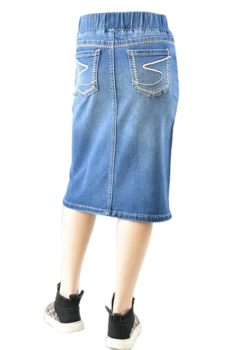 Girls Denim Skirt 77225 in Indigo Wash