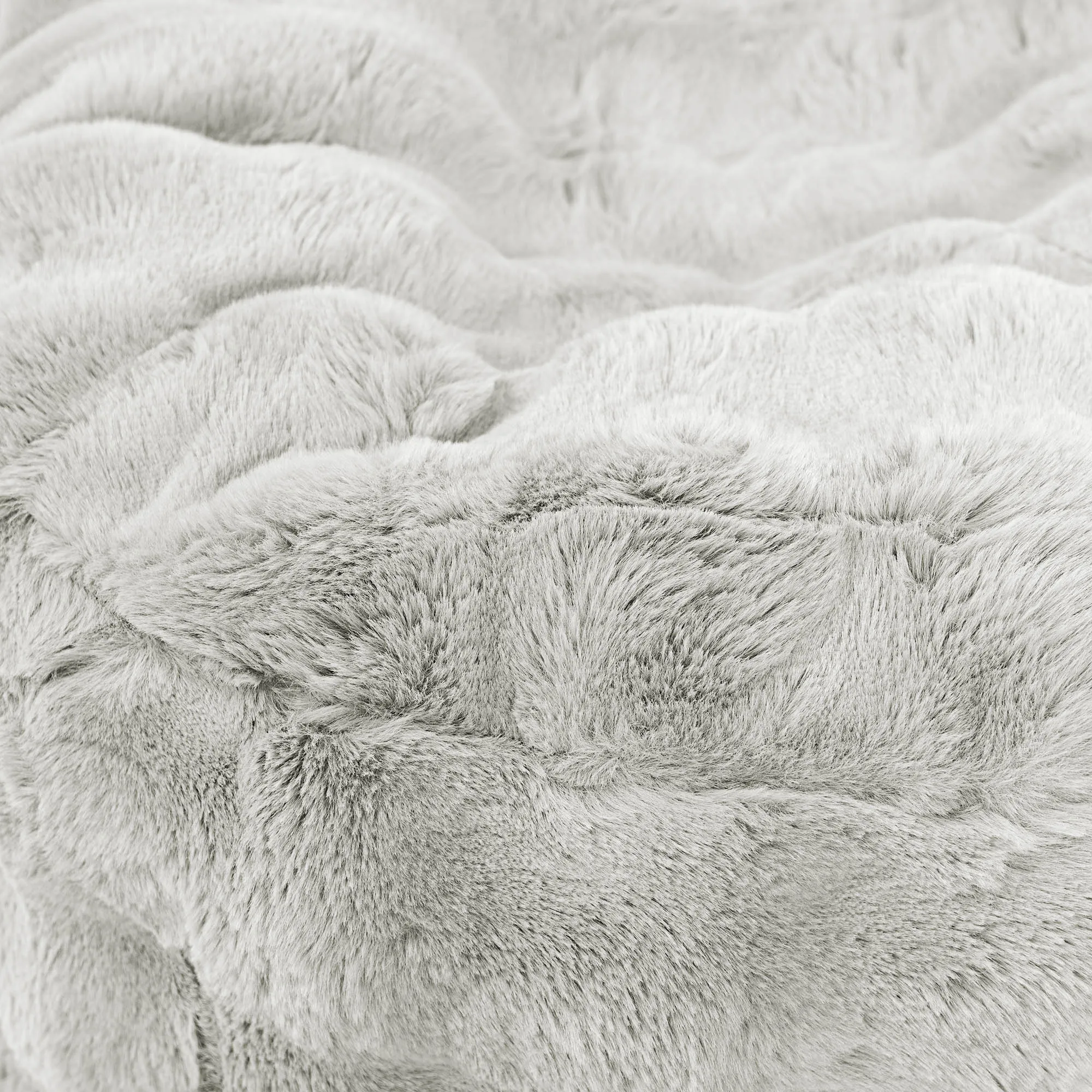 Large Round Footstool - Bubble Faux Fur Sage Green