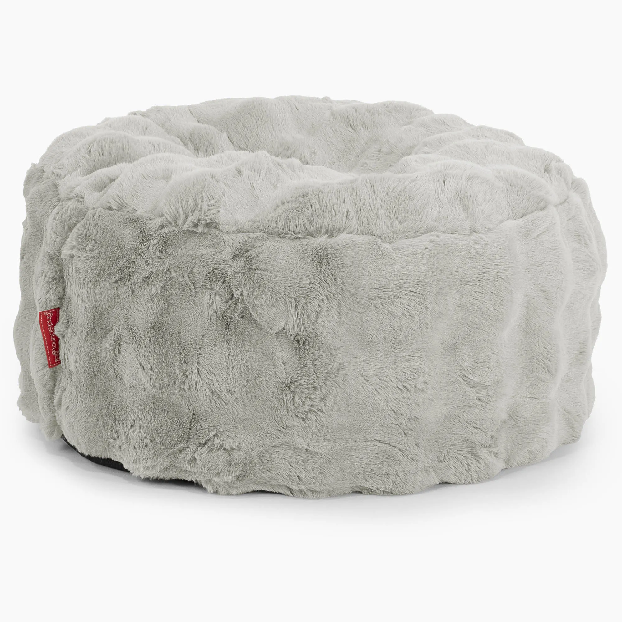 Large Round Footstool - Bubble Faux Fur Sage Green