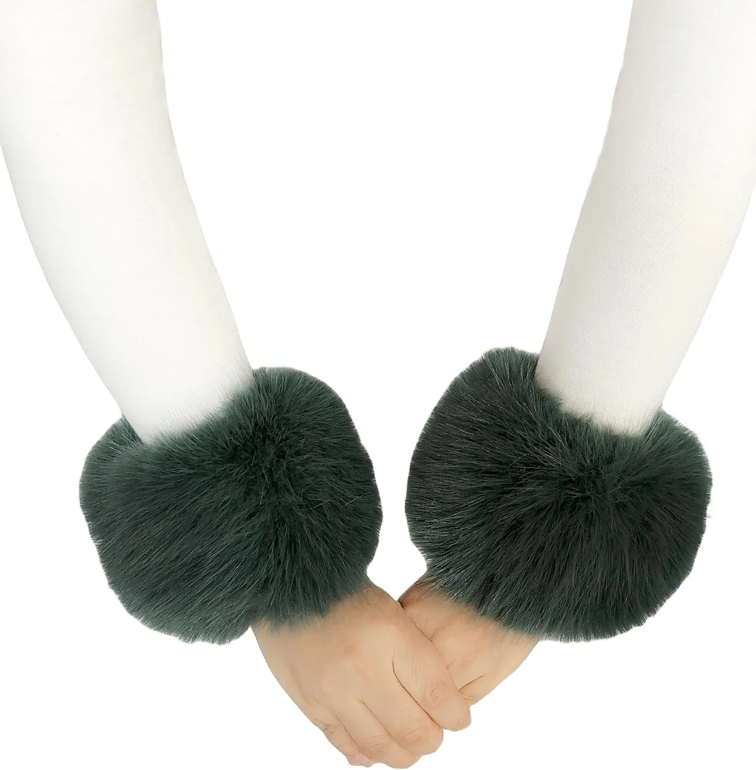 Lina & Lily Women's Winter Wrist Cuffs Warmers Faux Fur Fluffy