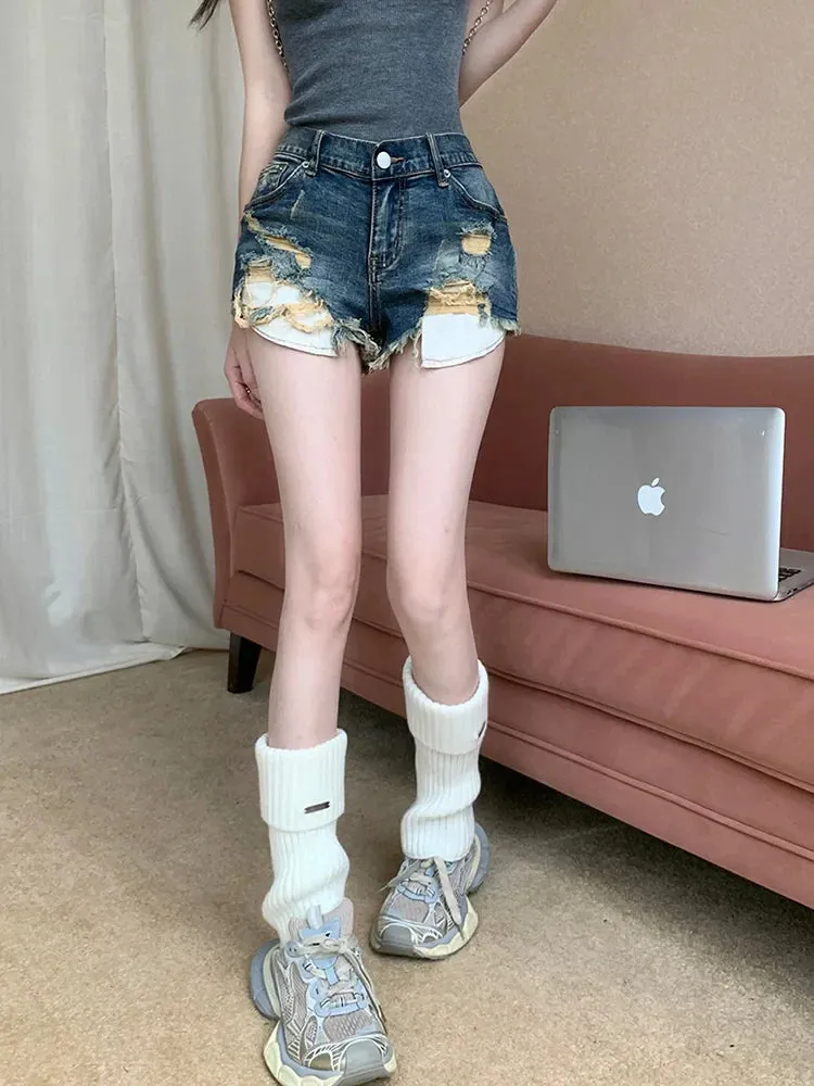 Low Waist Ripped Street Style Retro Denim Short