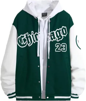 Men's Varsity Jacket Letter Print Color Block Long Sleeve Baseball Jacket Bomber Coat Harajuku Vintage Graphic Tops