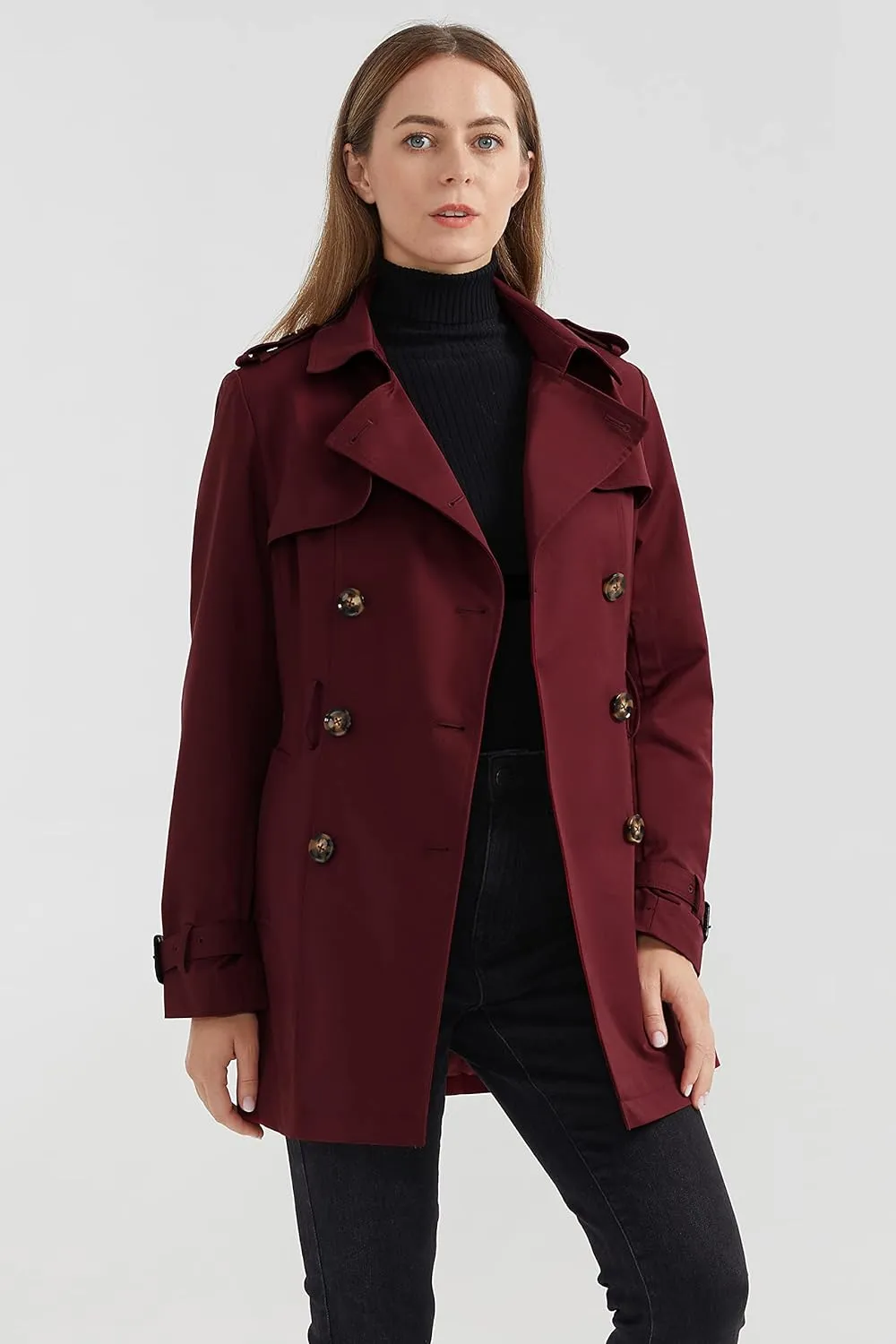 Orolay Women's Double Breasted Trench Coat Windbreaker Jacket with Belt
