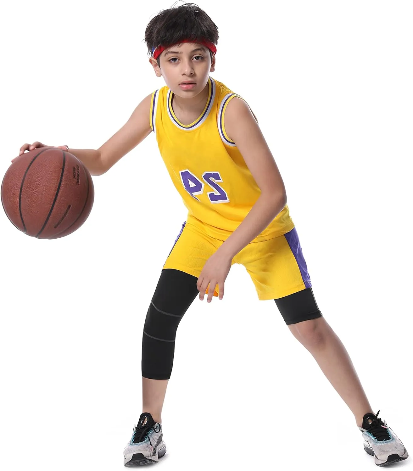 Roadbox Boys One Leg Compression Pants, 2Pack 3/4 Athletic Basketball Leggings, Youth Sports Baselayer Tights