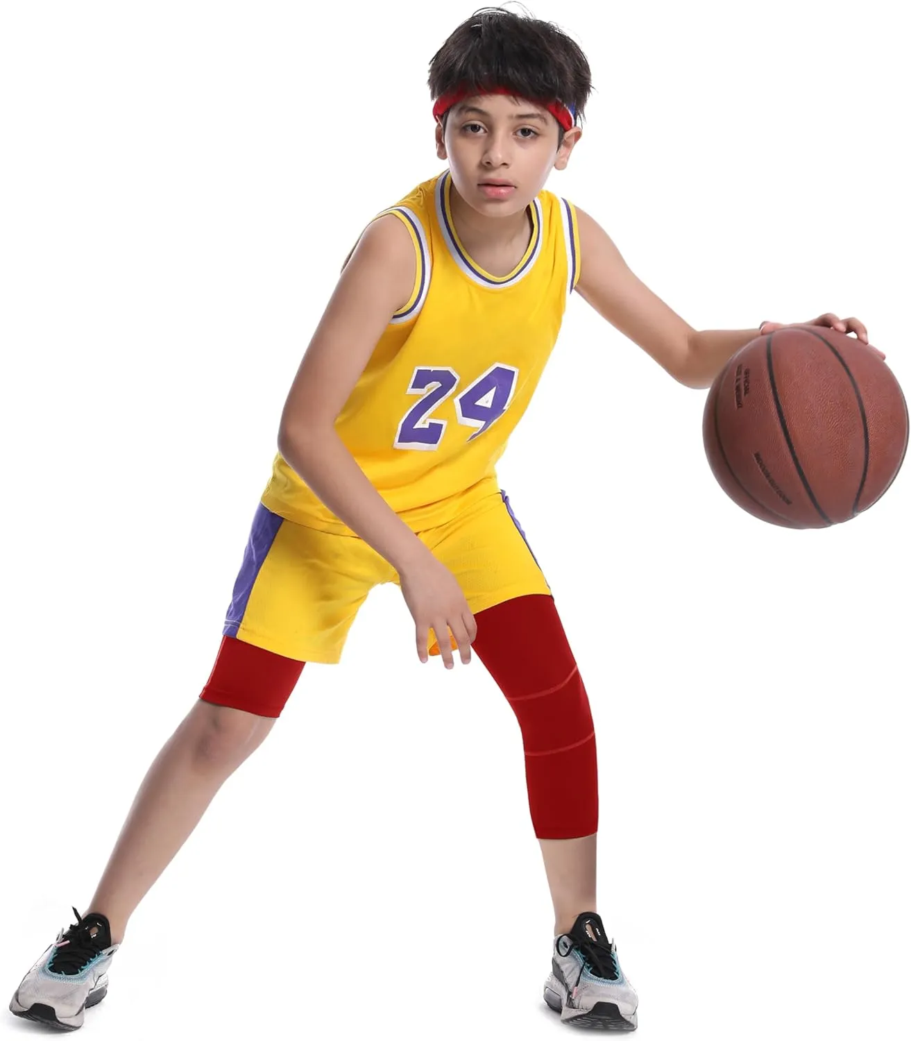Roadbox Boys One Leg Compression Pants, 2Pack 3/4 Athletic Basketball Leggings, Youth Sports Baselayer Tights