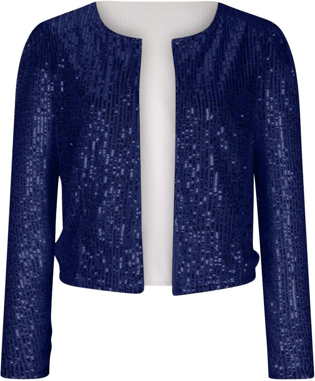 Ruziyoog Women's Sequin Jacket Casual Long Sleeve Bomber Jackets Blazer Open Front Lightweight Cardigan for Party Evening