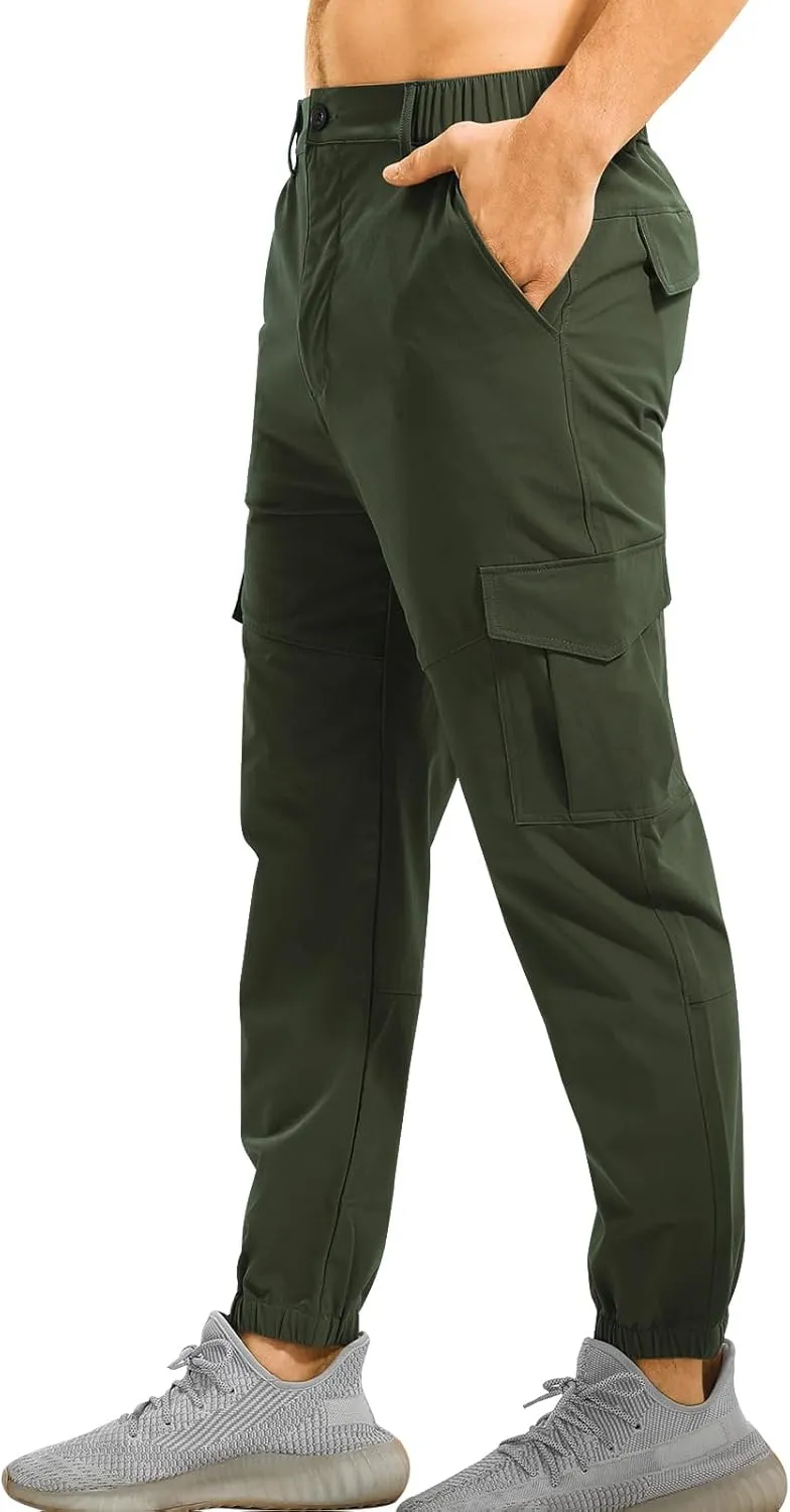 Surenow Men's Lightweight Hiking Pants Slim Fit Stretch Joggers Golf Cargo Work Pants for Men Quick Dry Travel Outdoor Pants