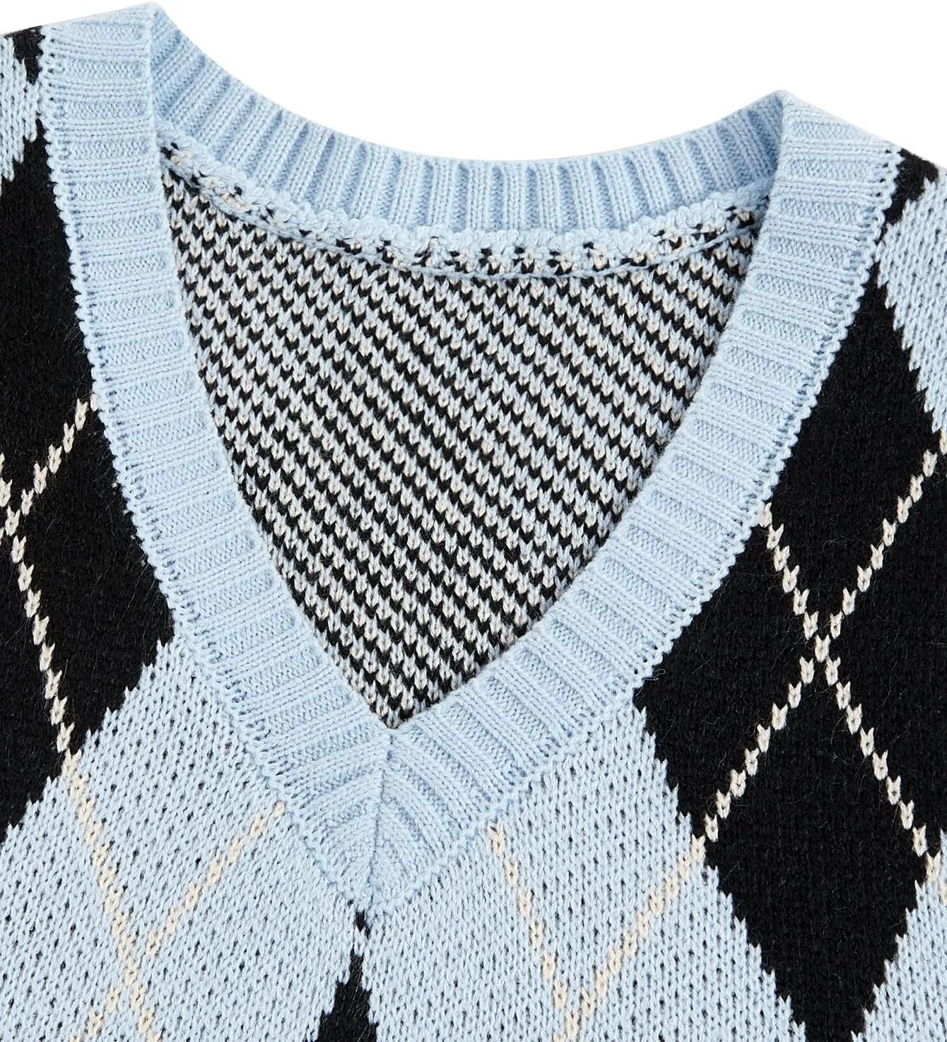 SweatyRocks Women's Plaid Geo Sleeveless V Neck Knit Crop Top Sweater Vest