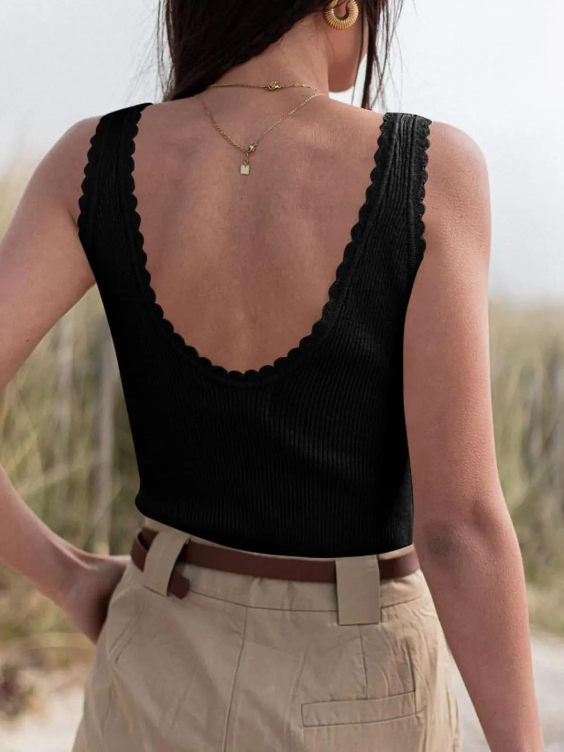 Tankaneo Womens V Neck Tank Tops 2025 Sleeveless Ribbed Knit Shirts Summer Casual Sexy Sweater Vest