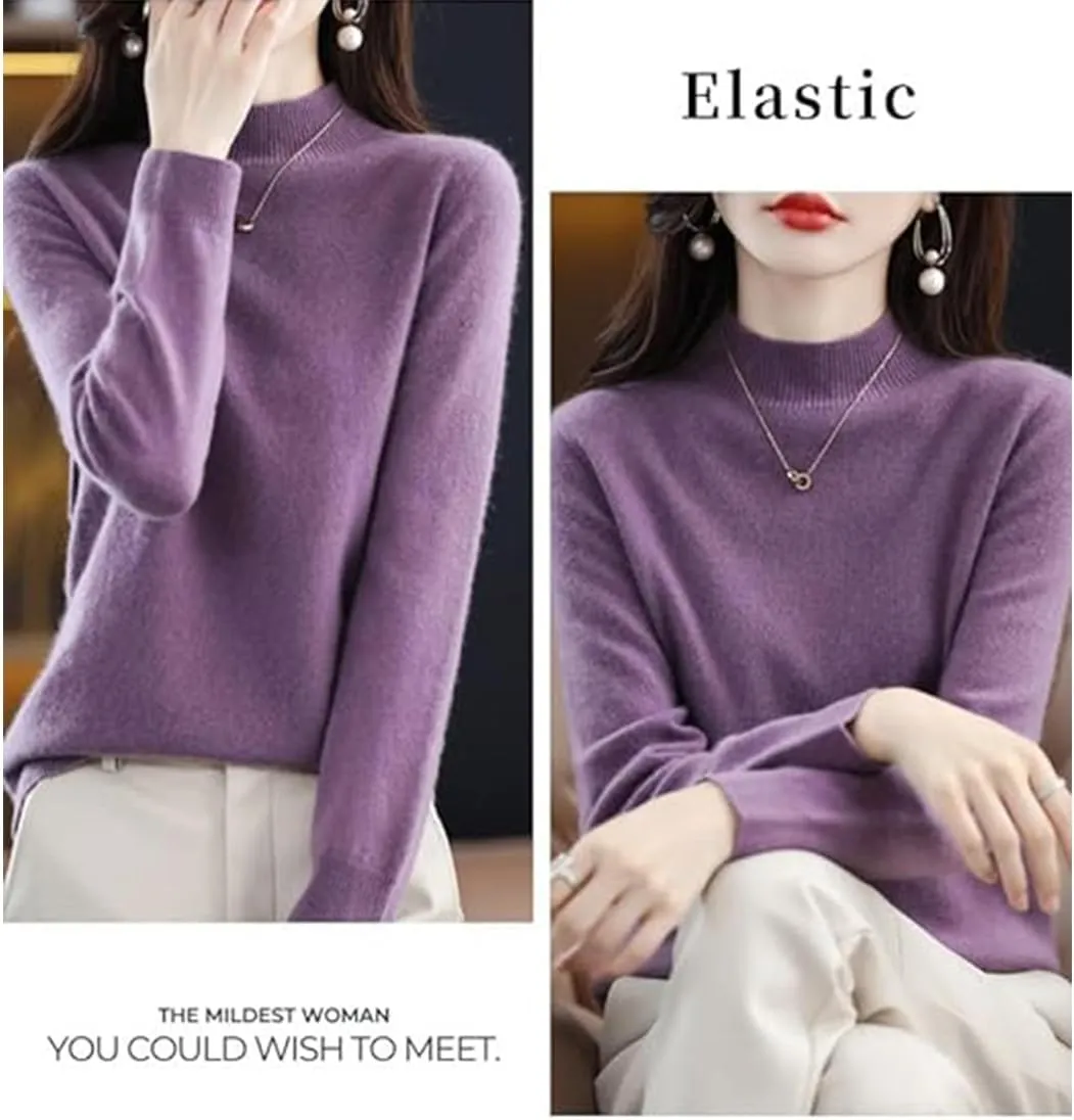 Visulong Cashmere Sweaters, 2024 Fall Crew Neck Cashmere Sweaters for Women, Lightweight, Cozy, Warm, Soft
