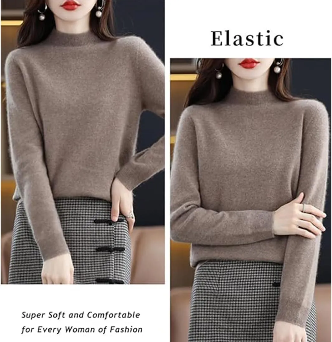 Visulong Cashmere Sweaters, 2024 Fall Crew Neck Cashmere Sweaters for Women, Lightweight, Cozy, Warm, Soft