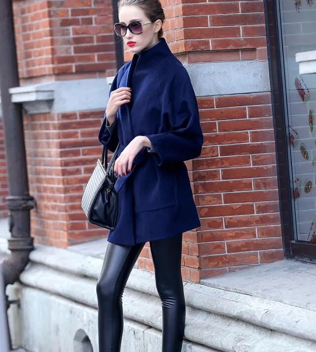 Waist Belt Handmade Wool Coat Warm Women Wool Coat Jackets/5566
