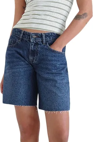 Women Long Baggy Jean Shorts Y2k Vintage Straight Leg Casual Knee Length Denim Bermuda Shorts Jorts with Pockets