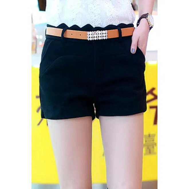 Women Solid Colored Zipper Closure Thin Short - C12985TCS