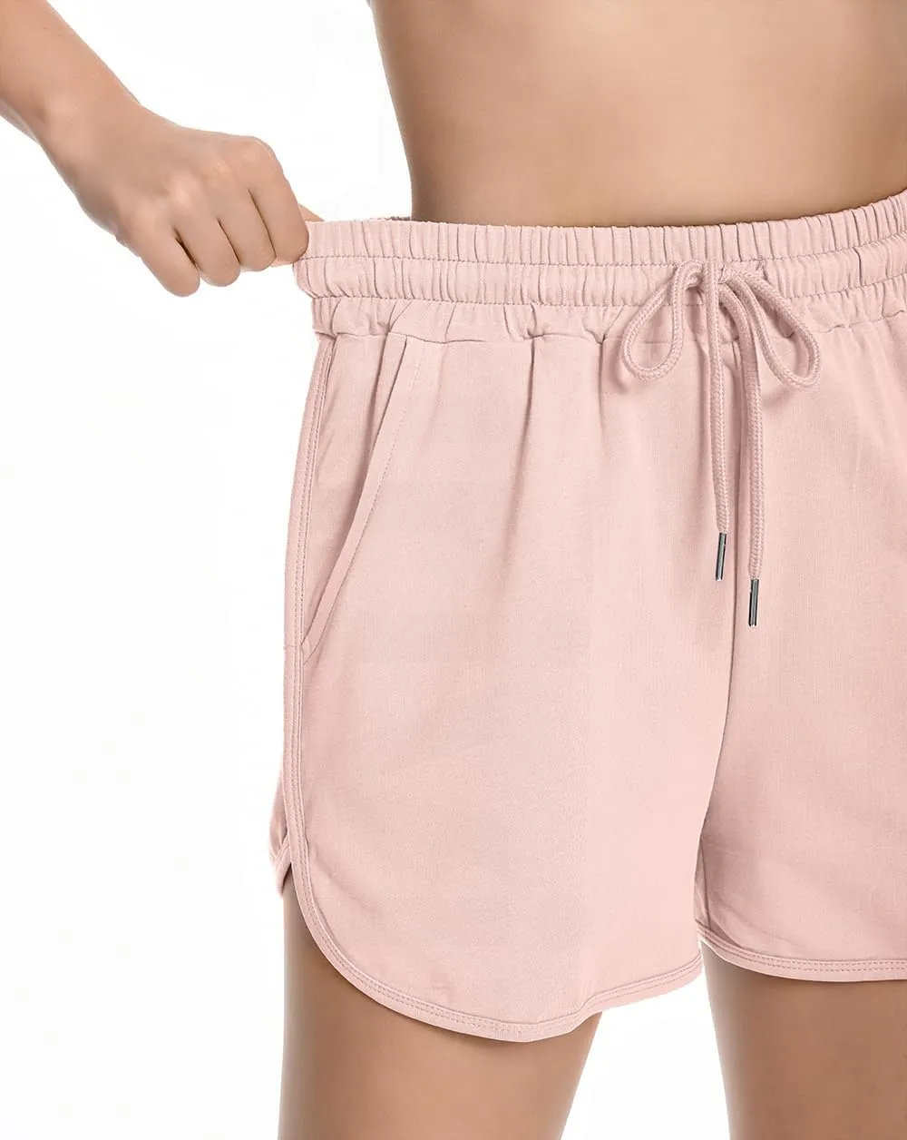 Womens Casual Sweat Shorts Curvy Hem Summer Cotton Lounge Shorts Drawstring Jersey Athletic Workout Shorts with Pockets