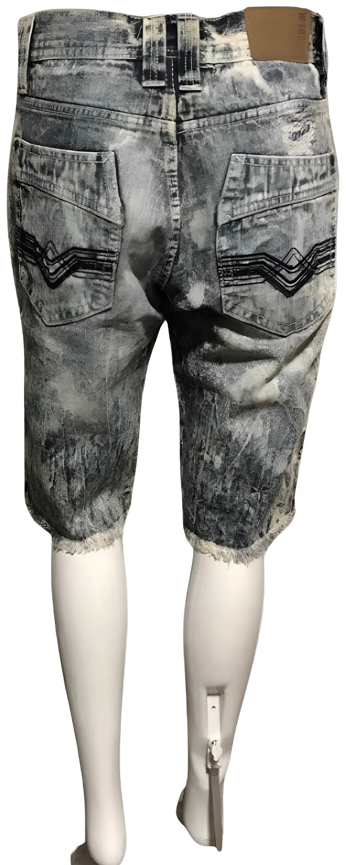 ^WT02^ (BLUE-ACID WASH) RIPPED DENIM SHORTS (WAIST 30”)